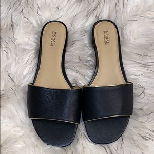 Michael Kors black and gold leather sandals size 9